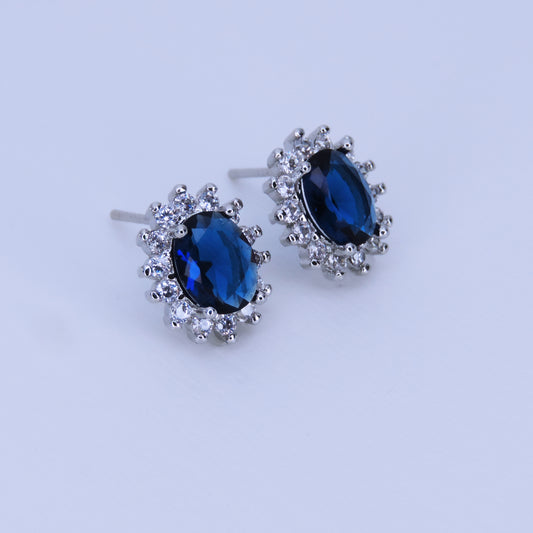 Aretes Elegantes Con Piedra Azul Zafiro