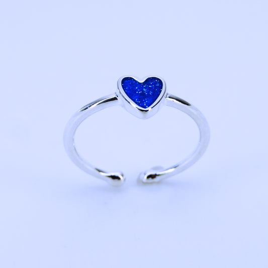 Anillo Delicado Con Corazón Azul Zafiro