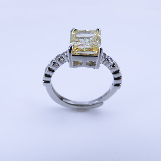 Anillo Elegante Clásico Con Piedra Amarilla