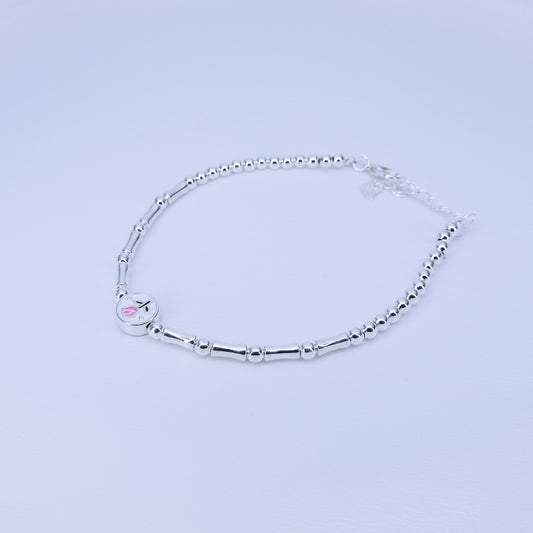 Pulsera Tipo Bambú Con Dije De Tulipán