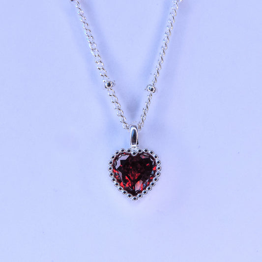 Collar Con Dije De Corazón Rojo Amor Mini