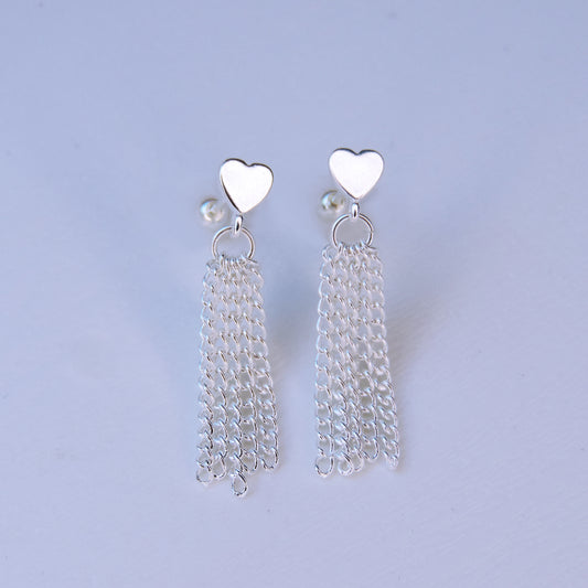 Aretes De Corazón Mini Con Tiras Colgantes